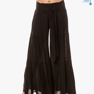 Elan Women's Wovens Wide Leg Bow Tie Pants Swim Cover Up